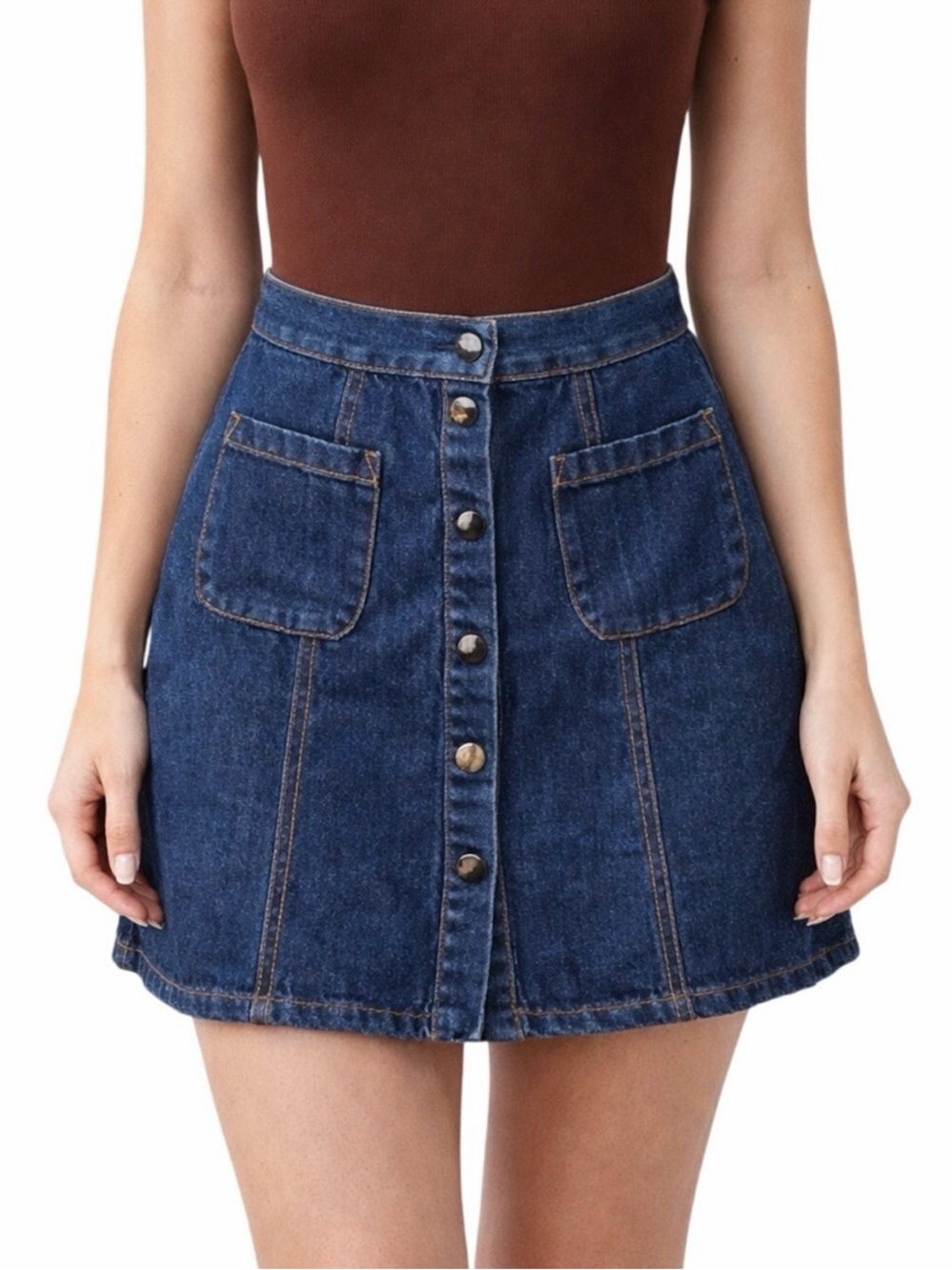 BDG Button Up Denim Skirt